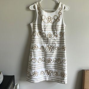 White & Gold Lily Pulitzer Shift Dress // Great for Brides!